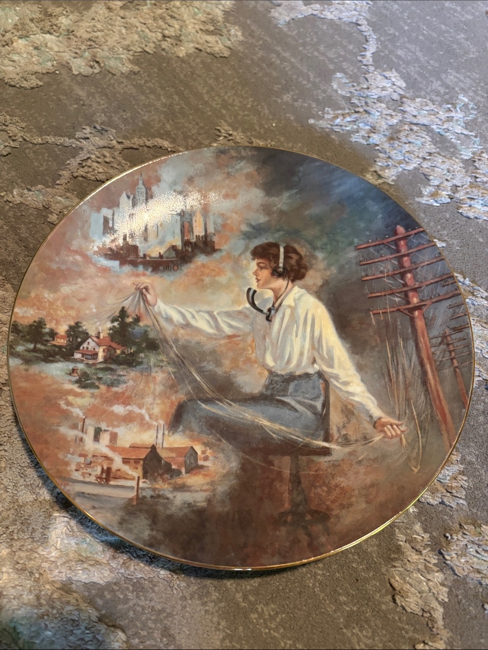Vintage “Weavers of Speech” Plate, #3954 of 20,000 made. T.D. Skidmore Pianting